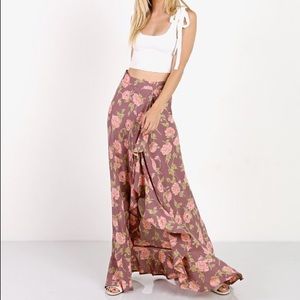 Flynn Skye Monica Maxi Skirt in Mauve Bloom NWOT